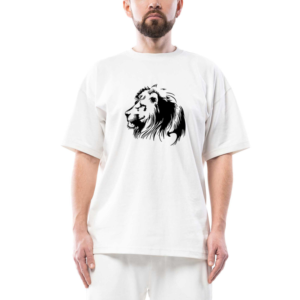 Black LIron Silhouette beyaz oversize tişört