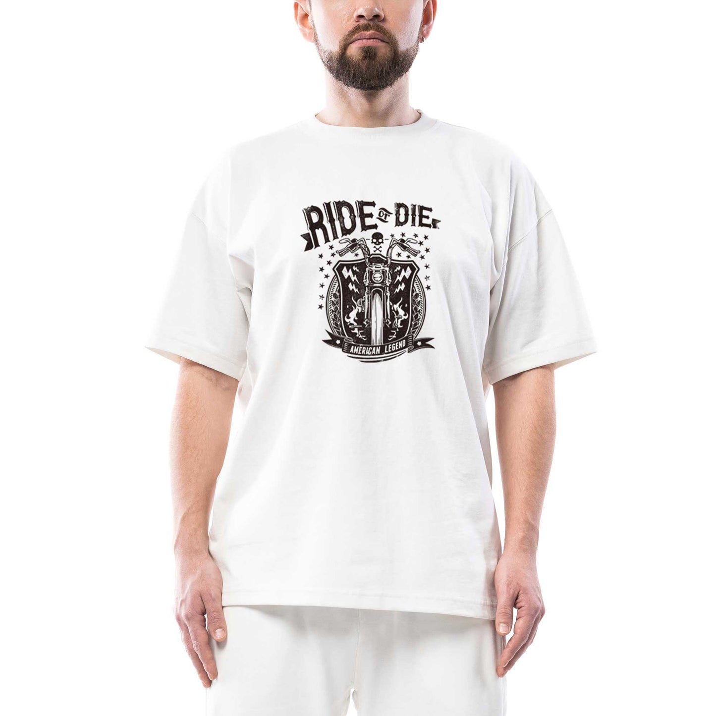 Ride Die Silhouette Oversize Beyaz Tişört