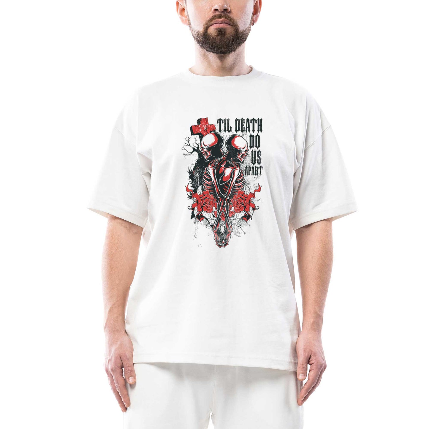 Red Death Skull Oversize Beyaz Tişört