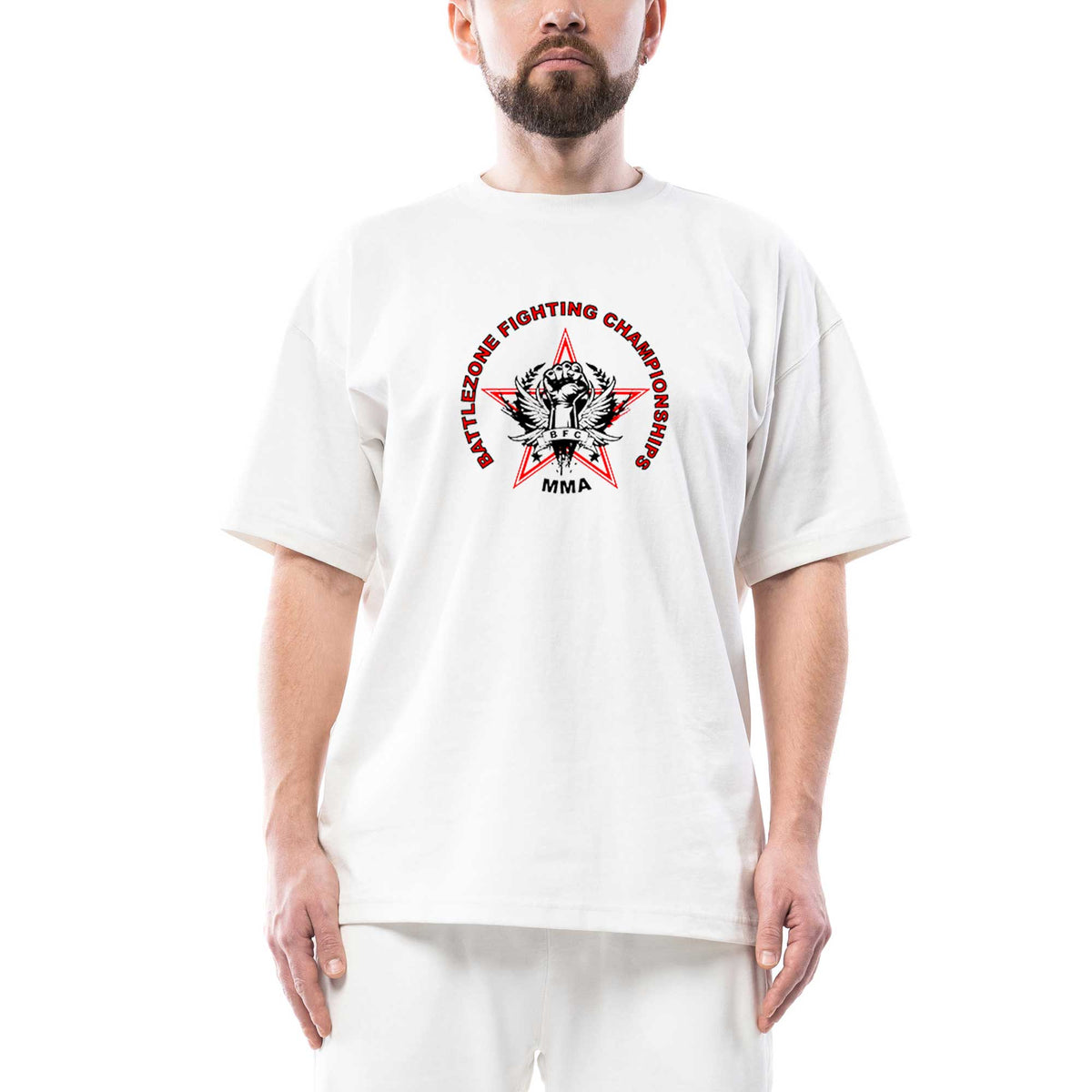 Battlezone Fighting Championship beyaz oversize tişört