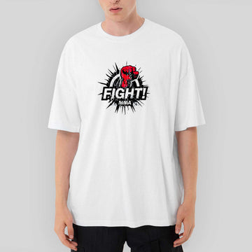 Boxing Fight MMA Oversize Beyaz Tişört