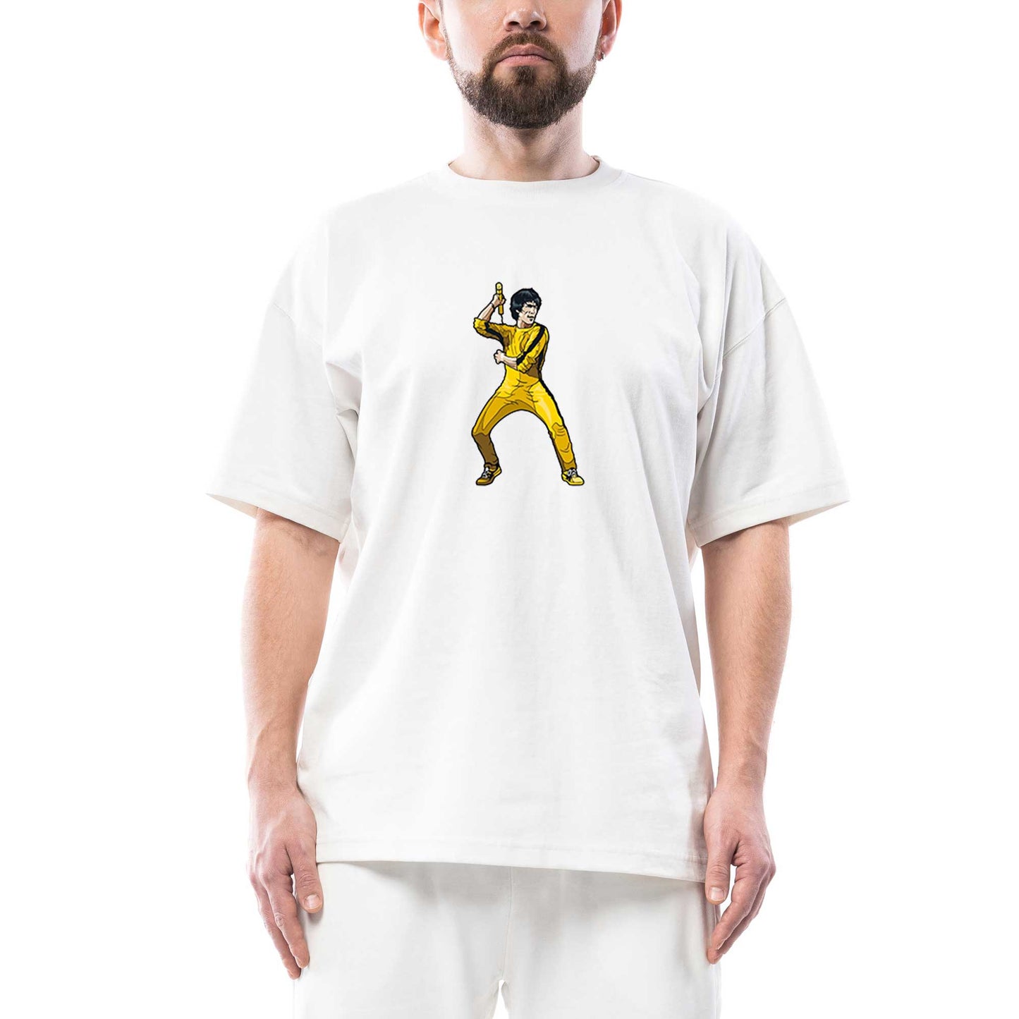 Bruce Lee Face for fight Oversize Beyaz Tişört