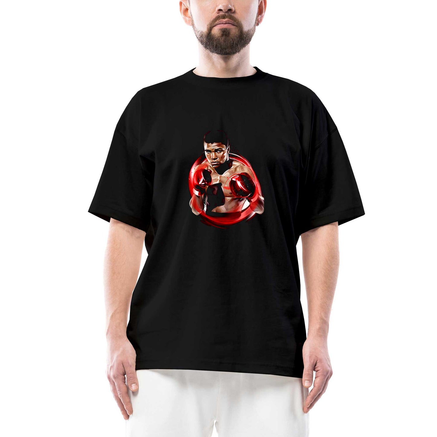 Muhammed Ali Red Oversize Siyah Tişört