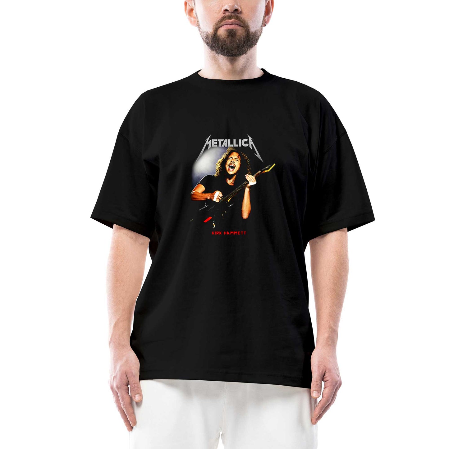 Metallica Kirk Hammet Guitar Oversize Siyah Tişört