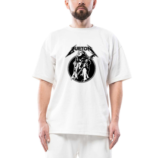 Metallica Cliff Burton Guitar Oversize beyaz Tişört