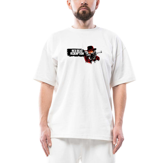 Red Dead Redemption 2 Afiş Oversize Beyaz Tişört