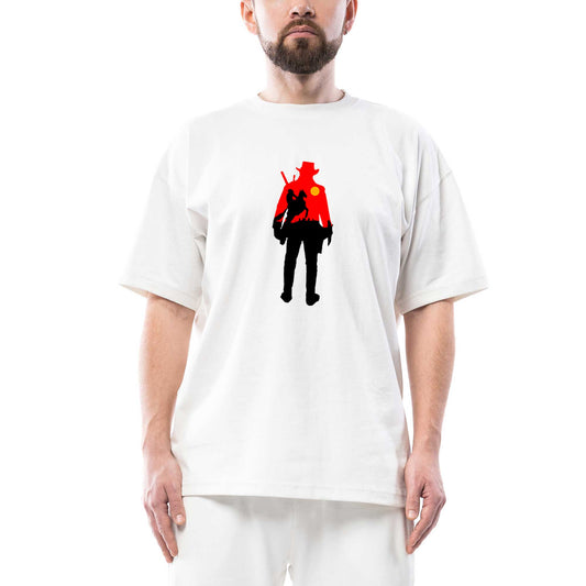 Red Dead Redemption 2 Cowboy Oversize Beyaz Tişört