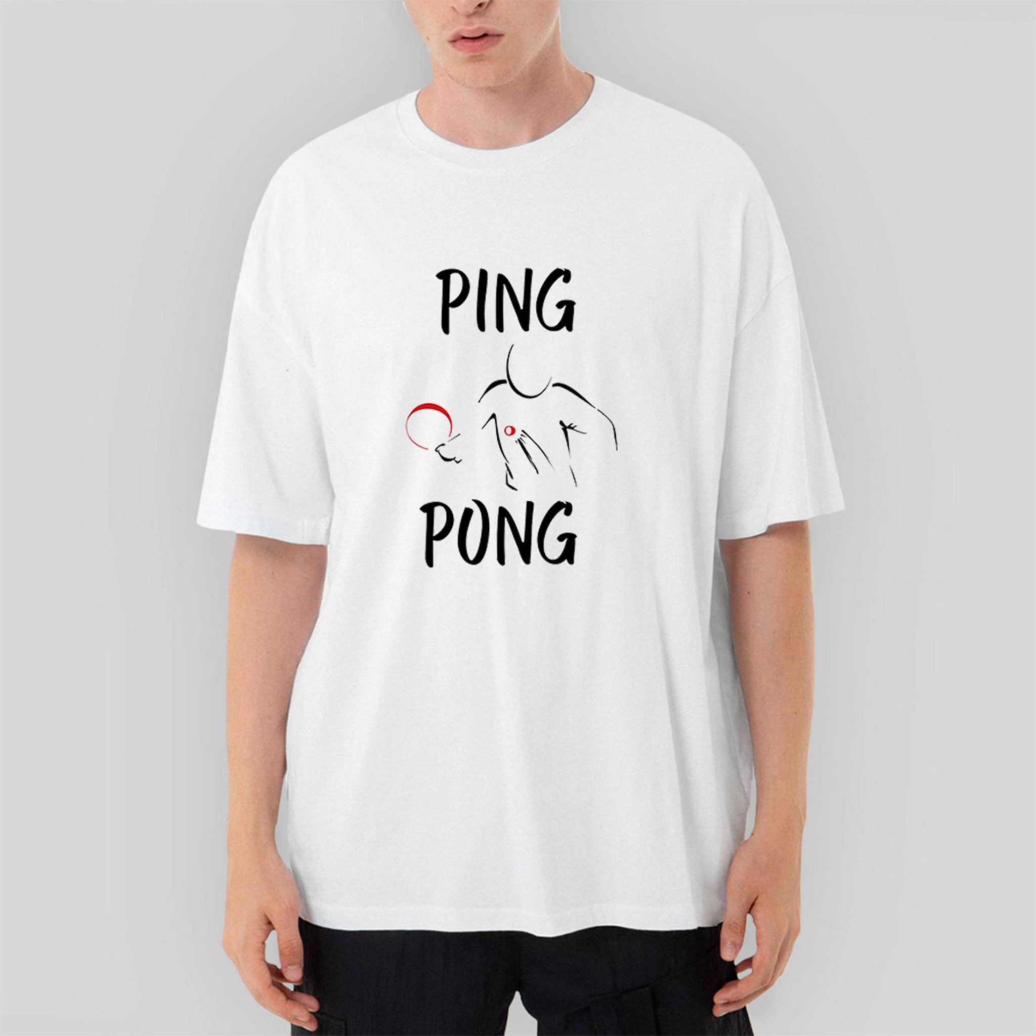 Ping Pong Actor Design Oversize Beyaz Tişört