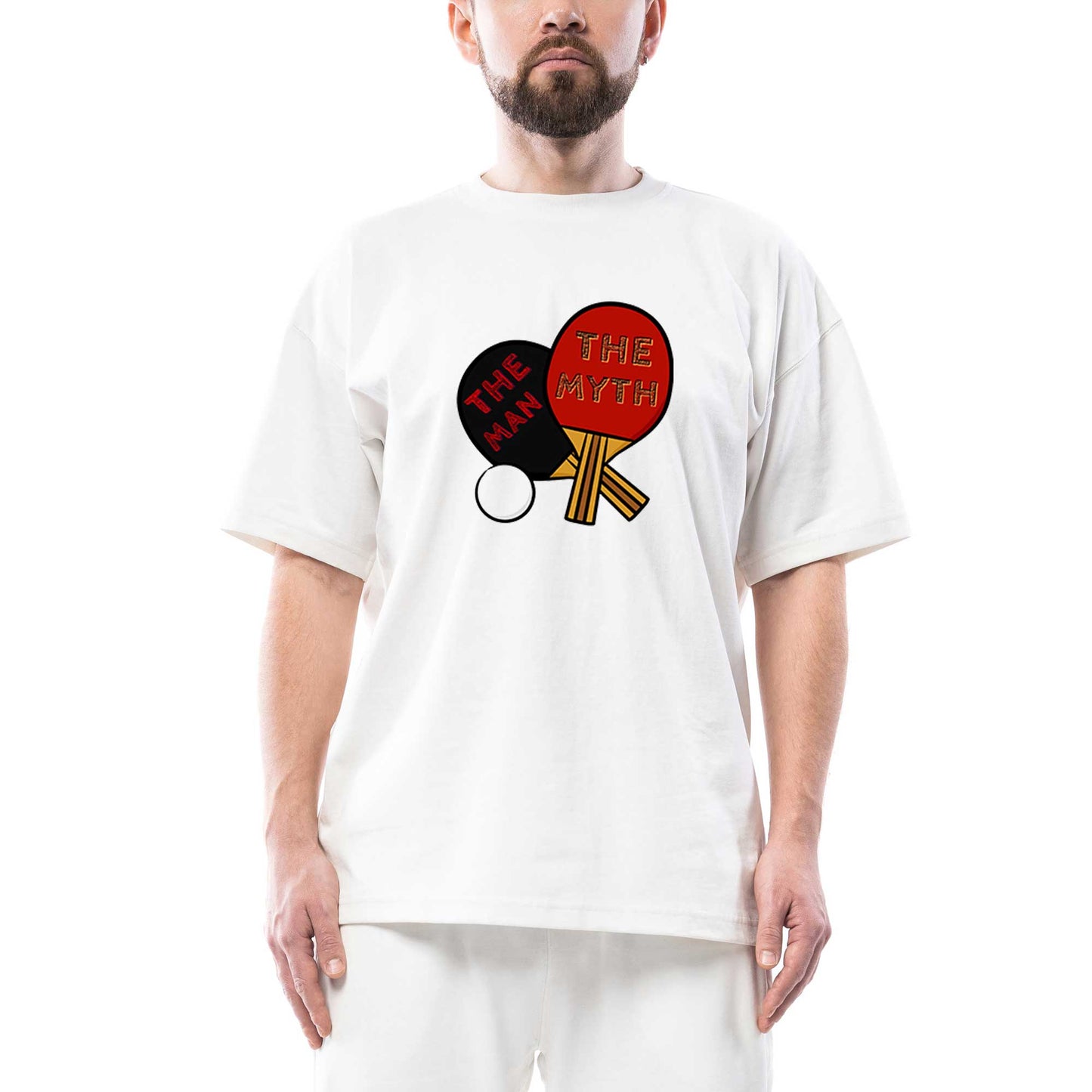 Ping Pong The Man The Myth Oversize Beyaz Tişört