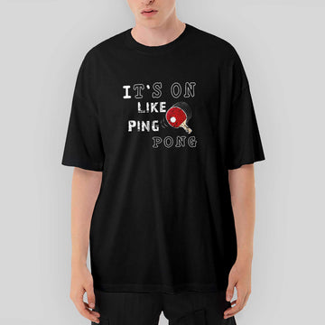 Ping Pong Top Fun Oversize Siyah Tişört
