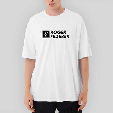 Roger Federer Text Oversize Beyaz Tişört