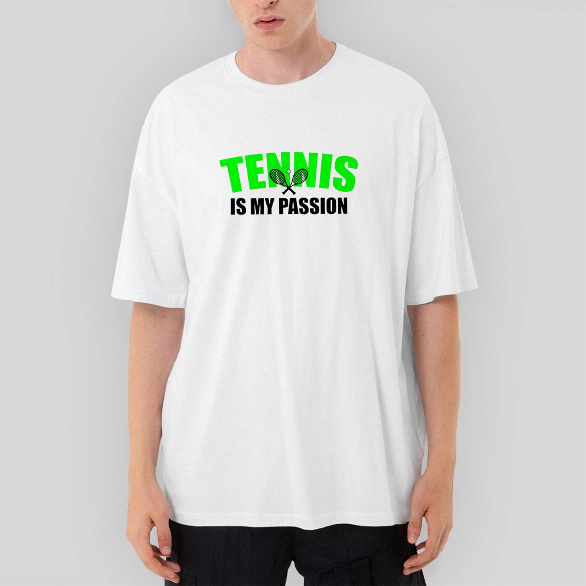 Tennis is My Passion Oversize Beyaz Tişört