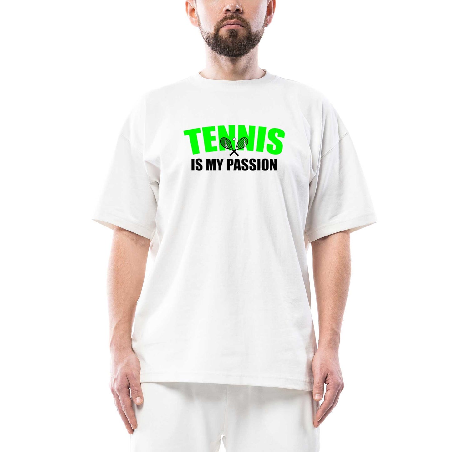 Tennis is My Passion Oversize Beyaz Tişört