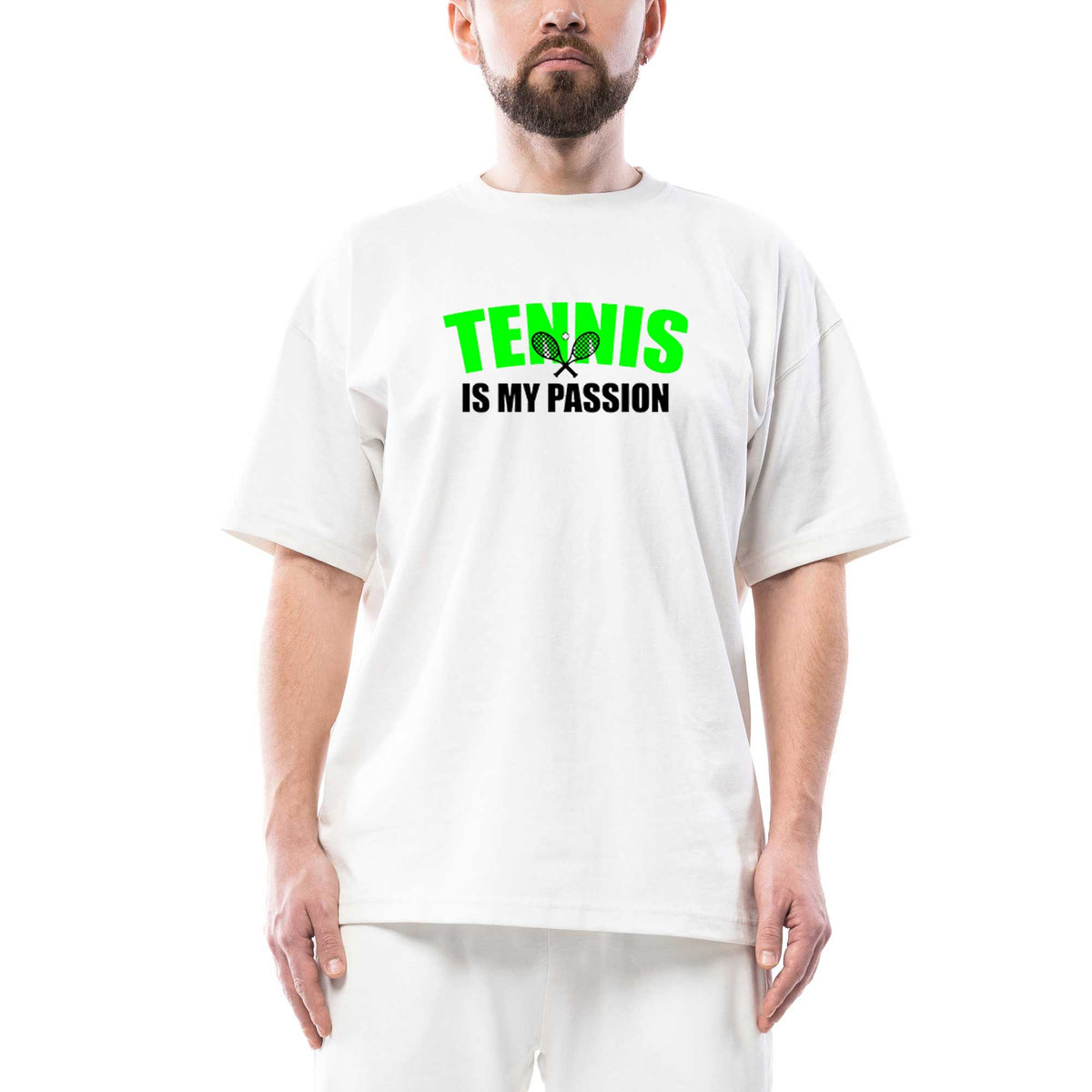 Tennis is My Passion beyaz oversize tişört