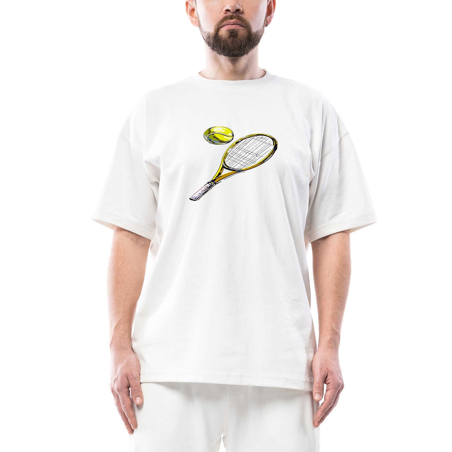 Tennis Rackets Classic Oversize Beyaz Tişört