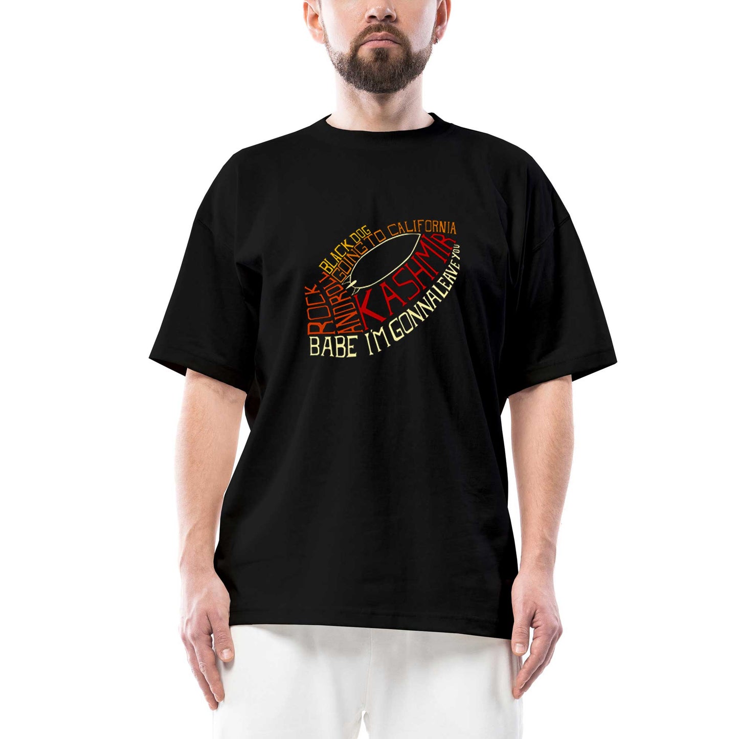 Led Zeppelin Songs Classic Oversize Siyah Tişört