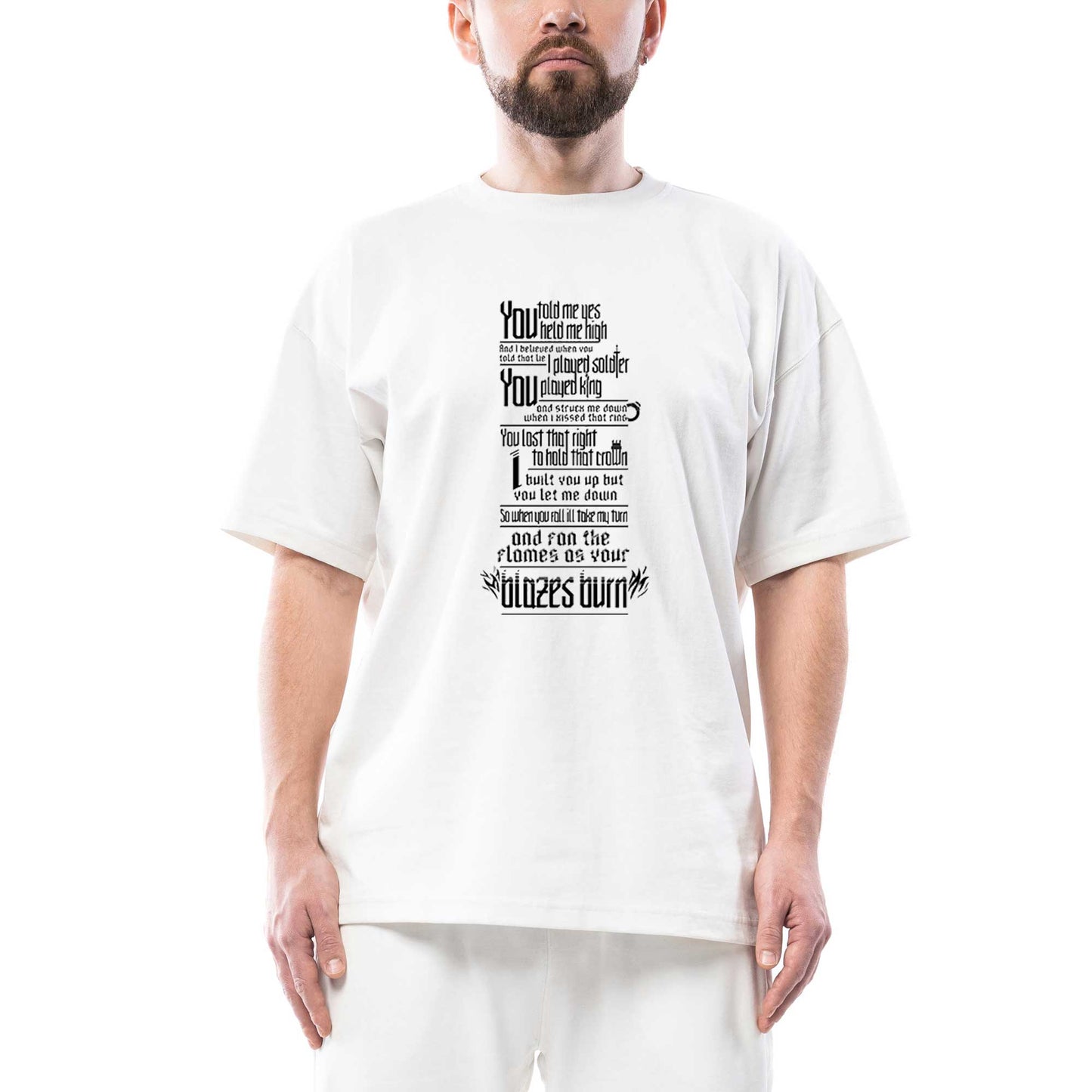 Linkin Park Burn It Down Oversize Beyaz Tişört