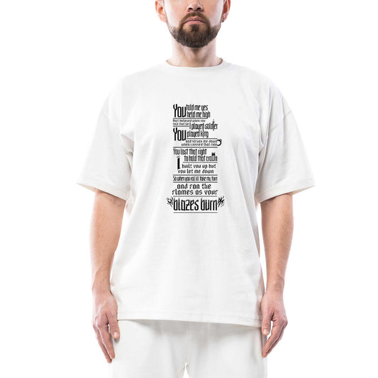 Linkin Park Burn It Down Oversize Beyaz Tişört