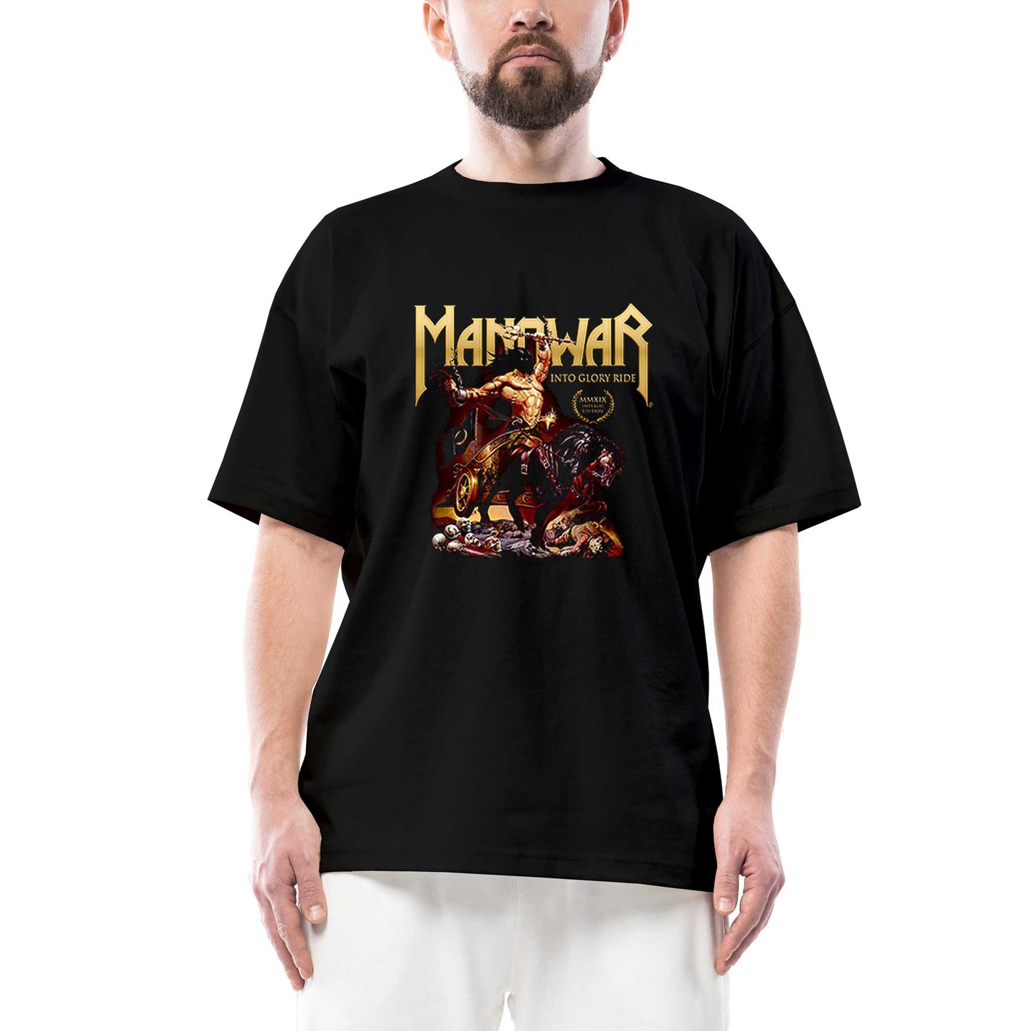 Manowar Into Glory Ride Oversize Siyah Tişört