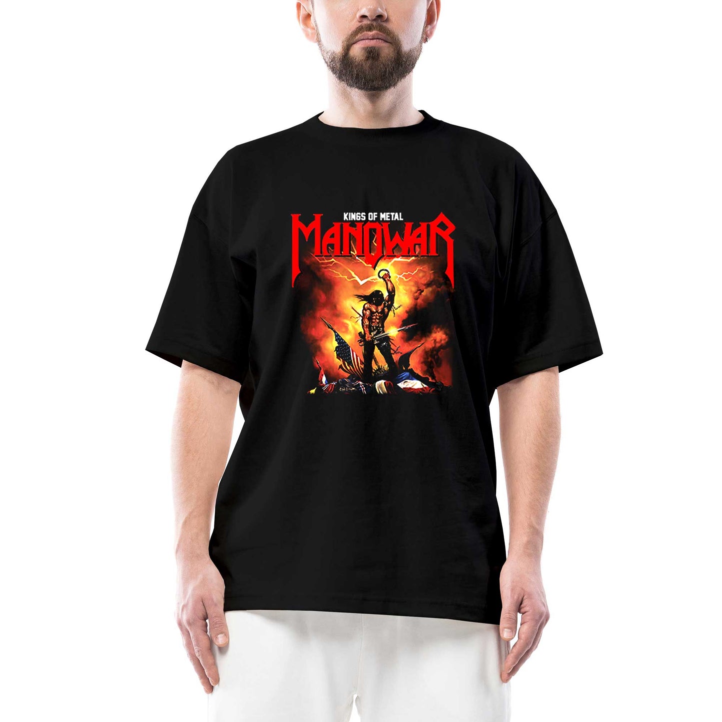 Manowar Kings of Metal Oversize Siyah Tişört