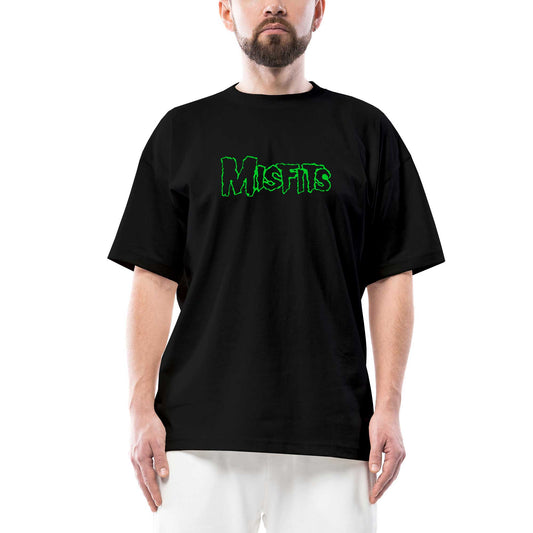 Misfits Logo Green Oversize Siyah Tişört