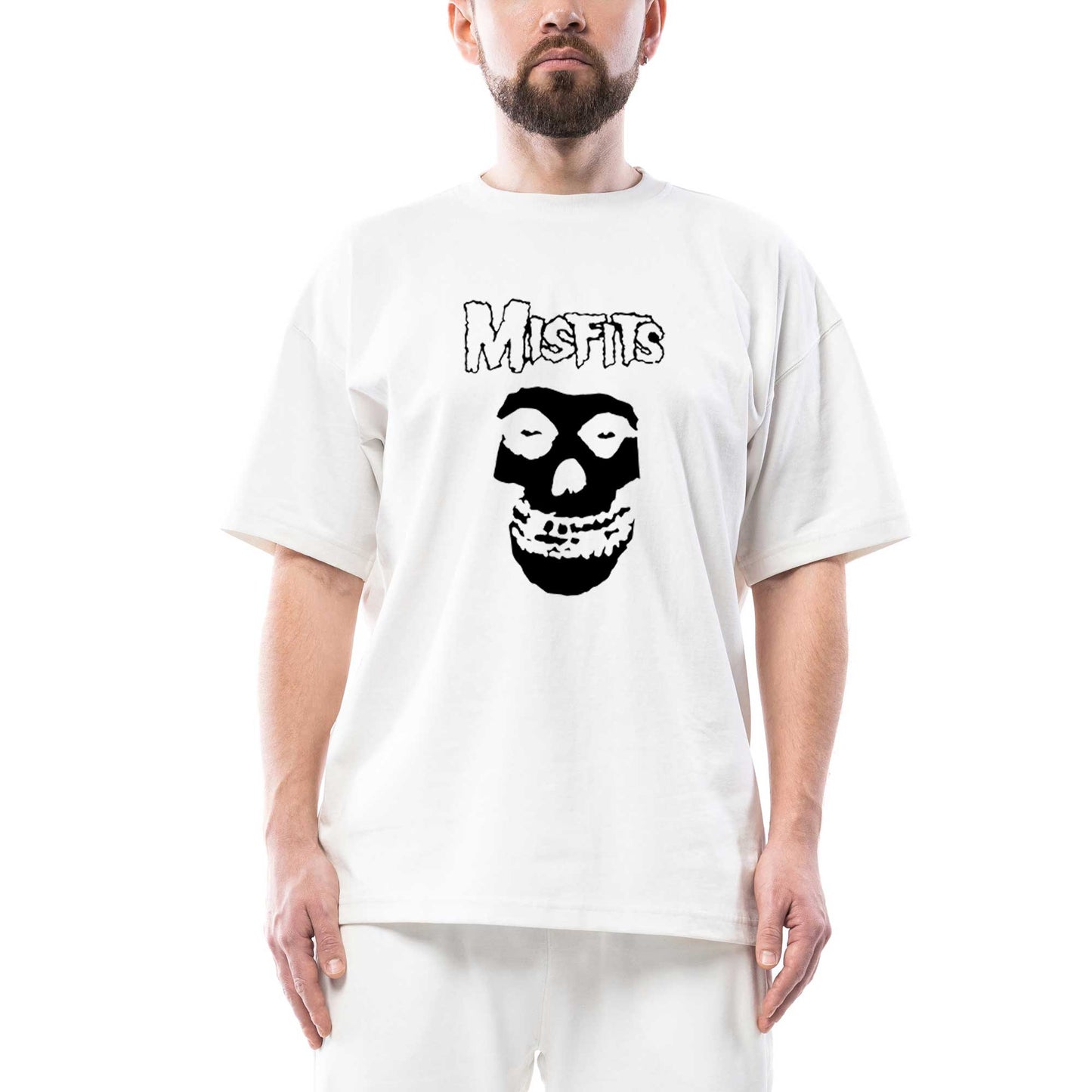 Misfits Skull Oversize Beyaz Tişört