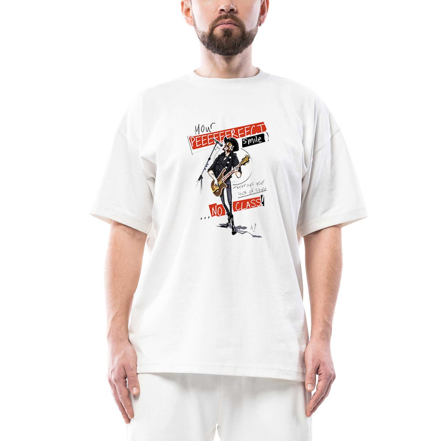 Motörhead Lemmy Kilmister Lyrics Oversize Beyaz Tişört