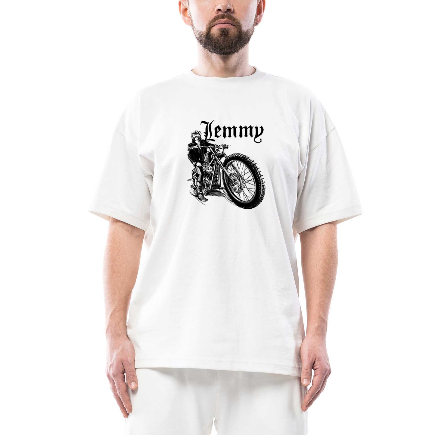 Motörhead Lemmy Kilmister Motorbike Oversize Beyaz Tişört