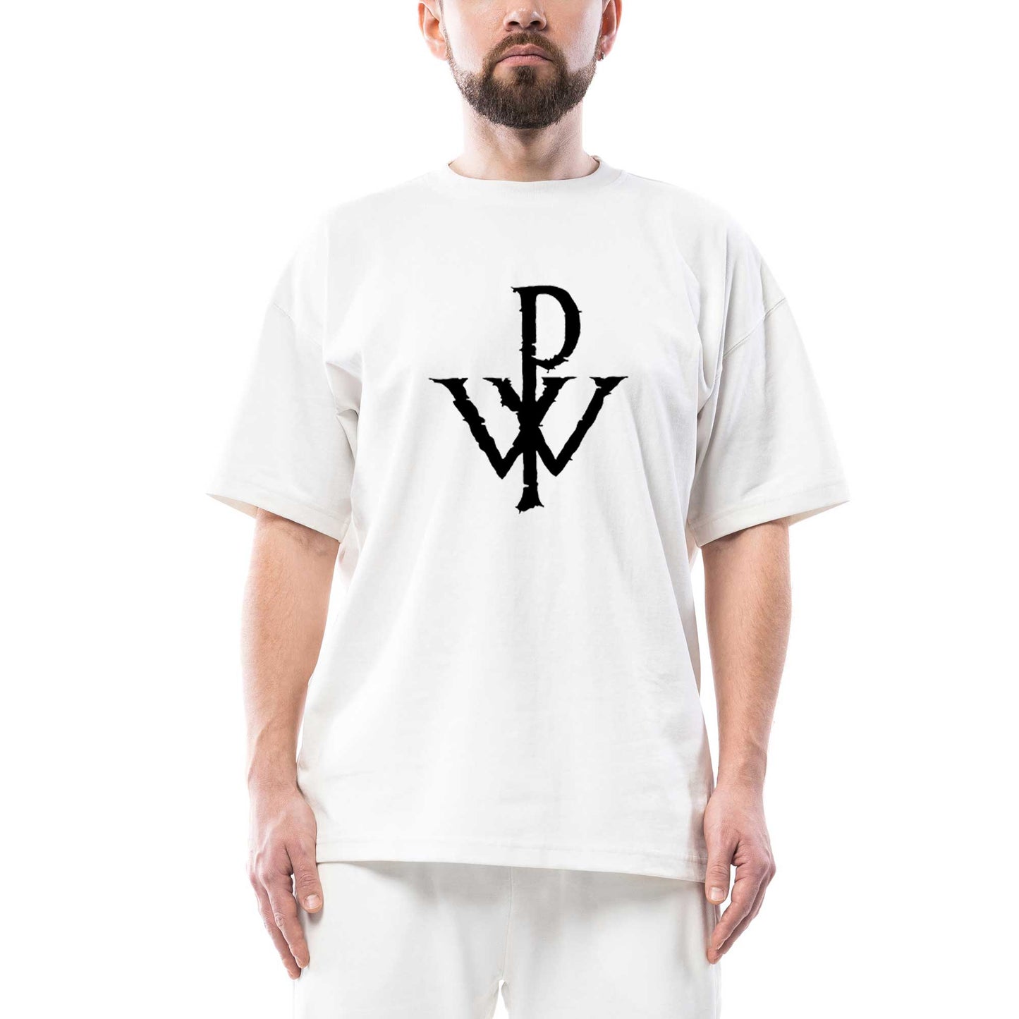 Powerwolf Logo Design Oversize Beyaz Tişört