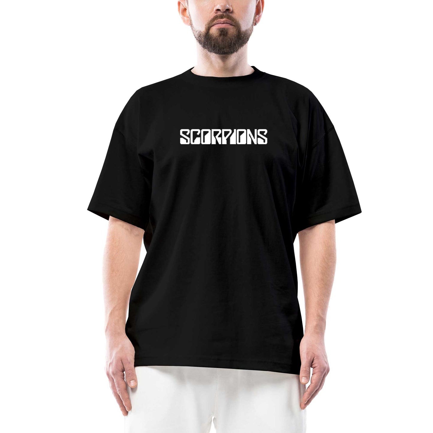 ScorpIrons Logo Yazı Oversize Siyah Tişört