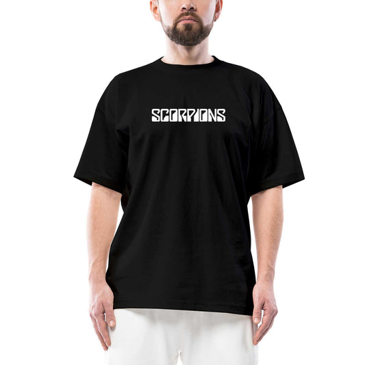 Scorpions Logo Yazı Oversize Siyah Tişört