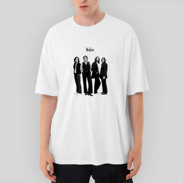 The Beatles Grup Oversize Beyaz Tişört