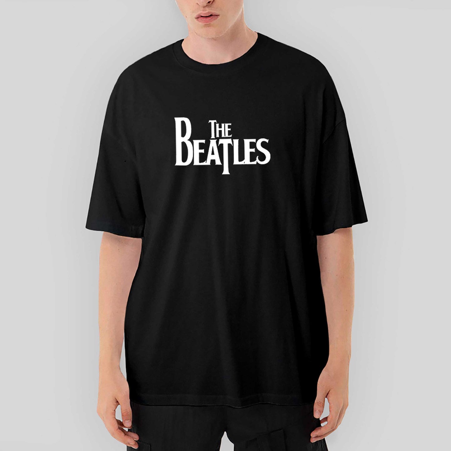 The Beatles Logo Oversize Siyah Tişört