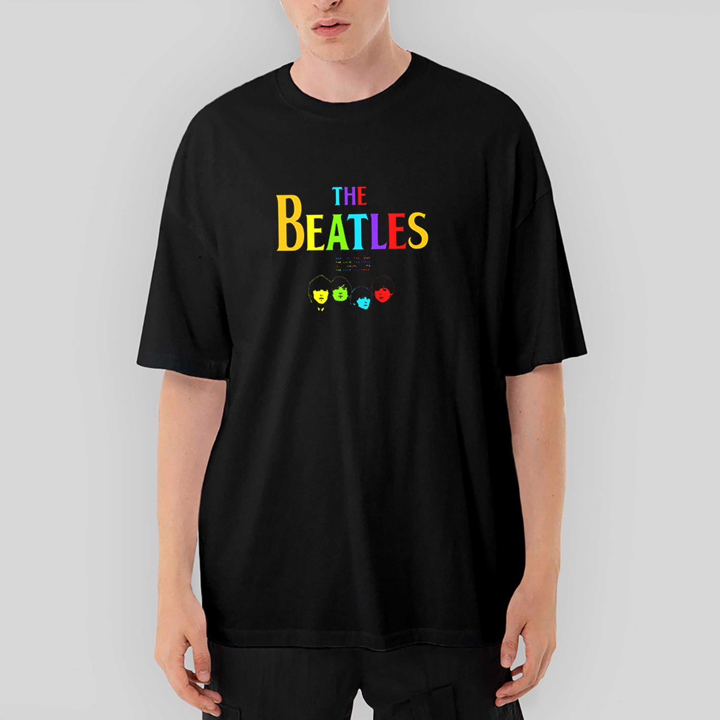 The Beatles Rainbow Oversize Siyah Tişört