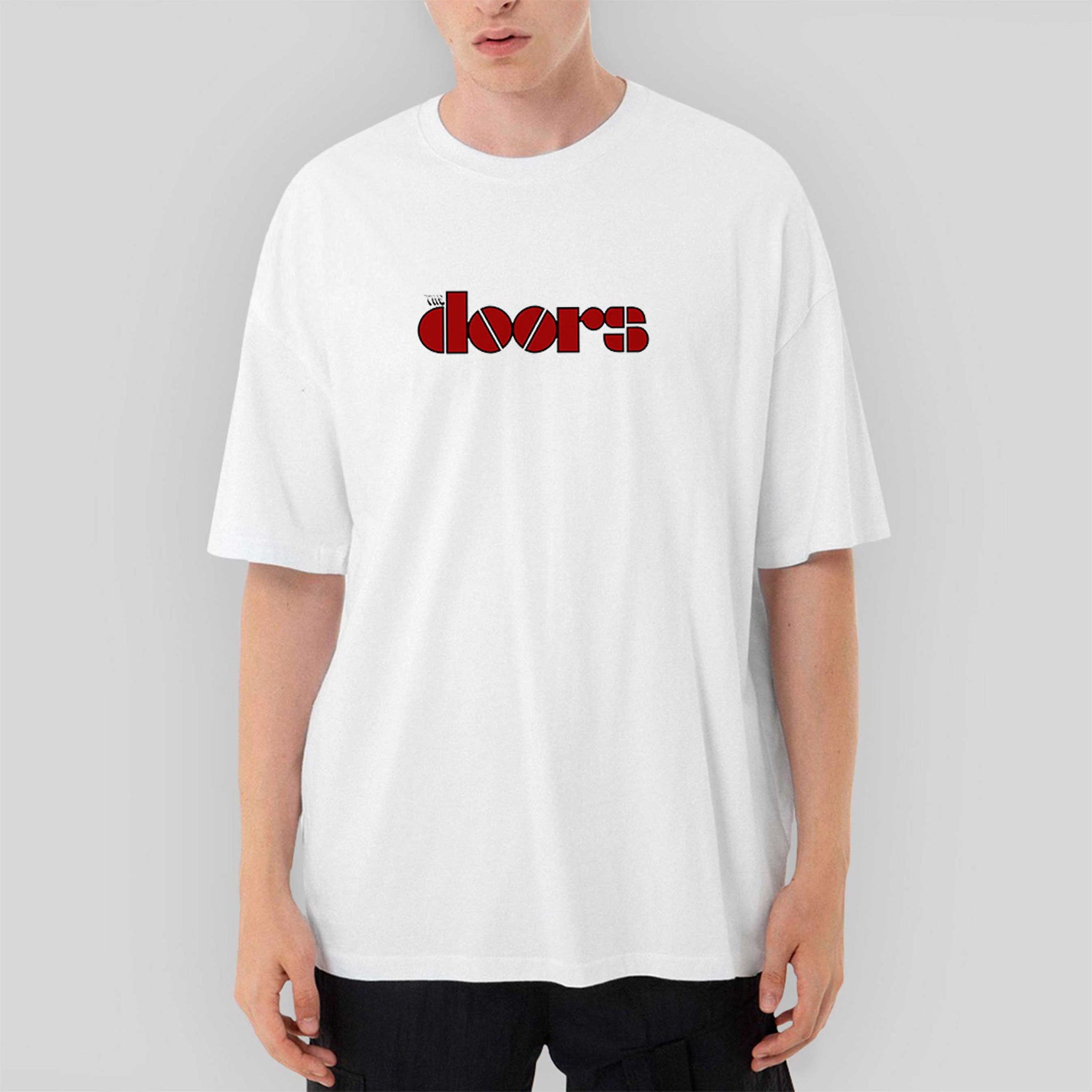 The Doors Logo Red Oversize Beyaz Tişört