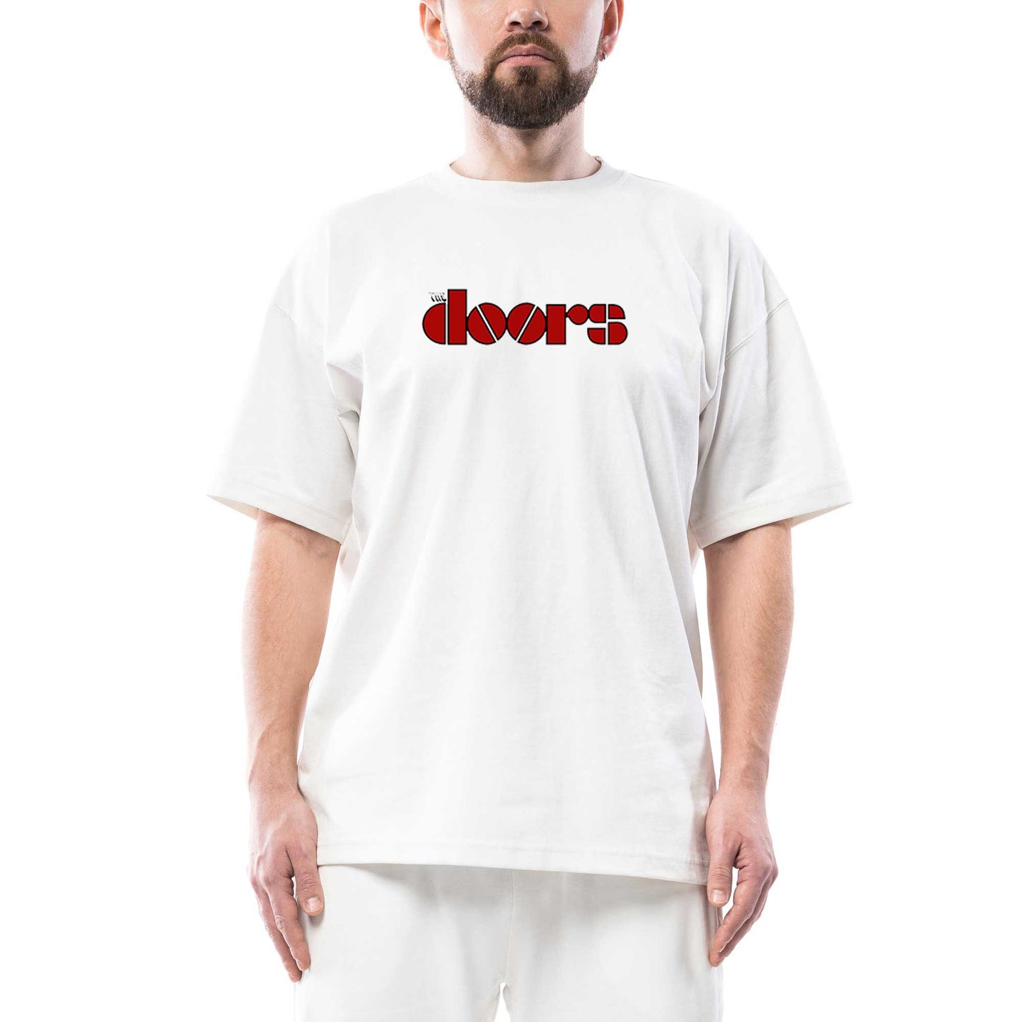 The Doors Logo Red Oversize Beyaz Tişört