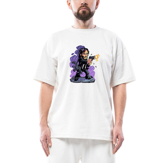 John Wick chapter 4 Digital illustration Oversize Beyaz Tişört