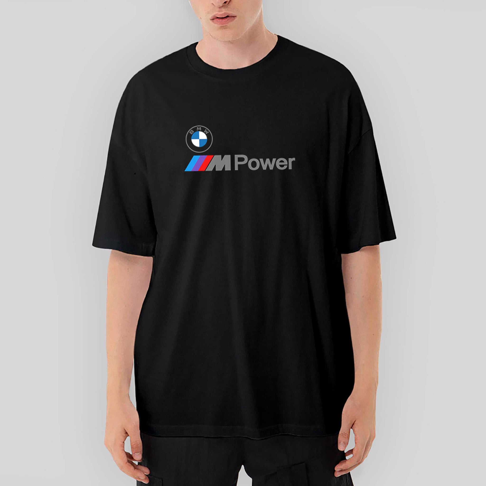 BMW Logo M Power Yazı Oversize Siyah Tişört