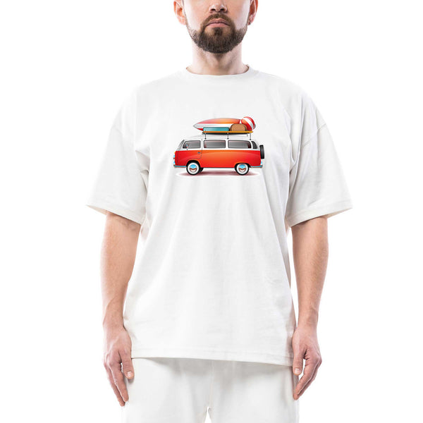 Volkswagen Karavan Holiday Oversize Beyaz Tişört
