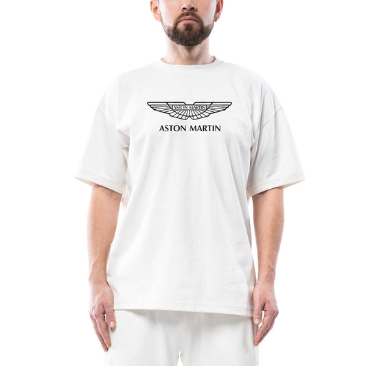 Aston Martin Logo Oversize Beyaz Tişört