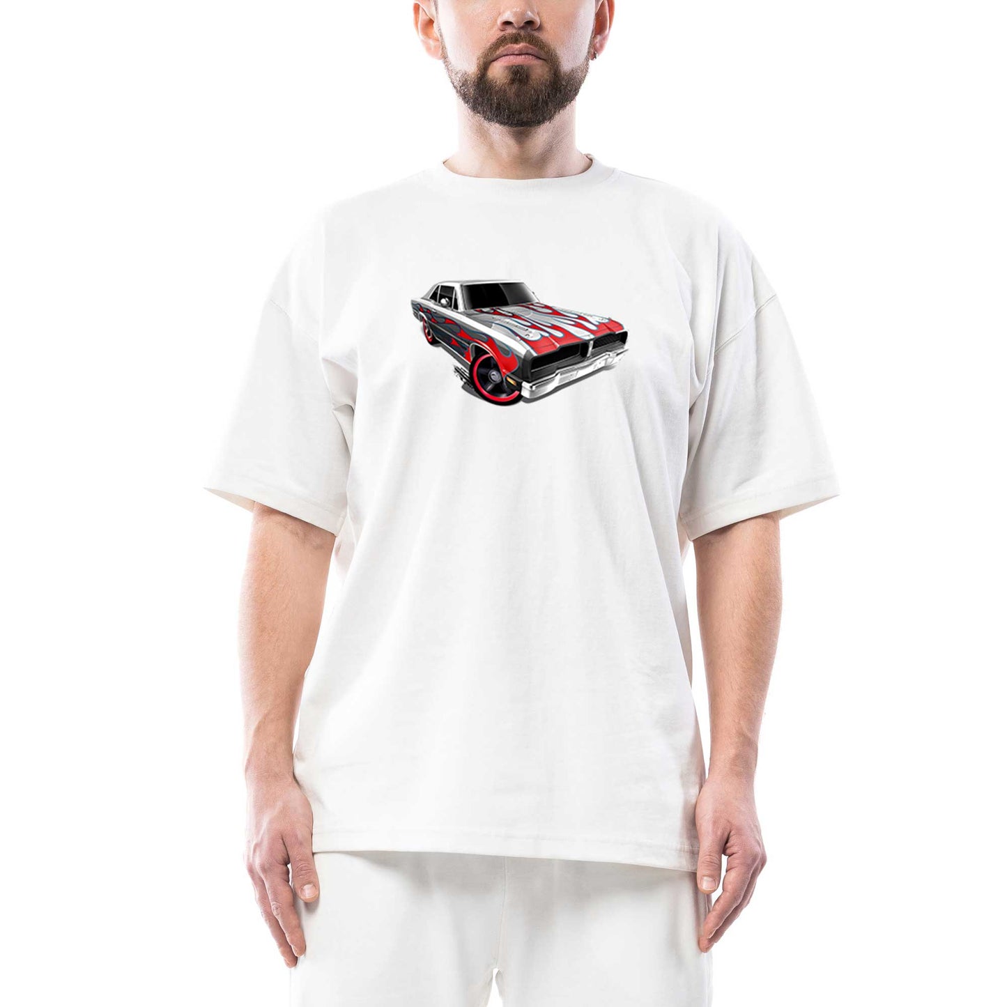 Dodge Charger Oversize Beyaz Tişört