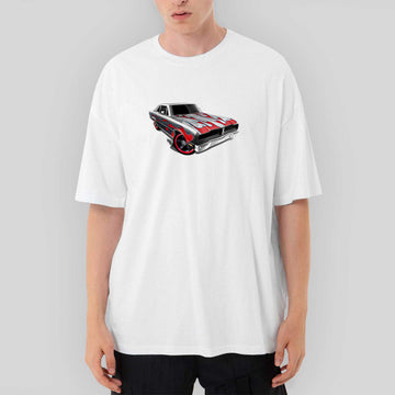 Dodge Charger Oversize Beyaz Tişört