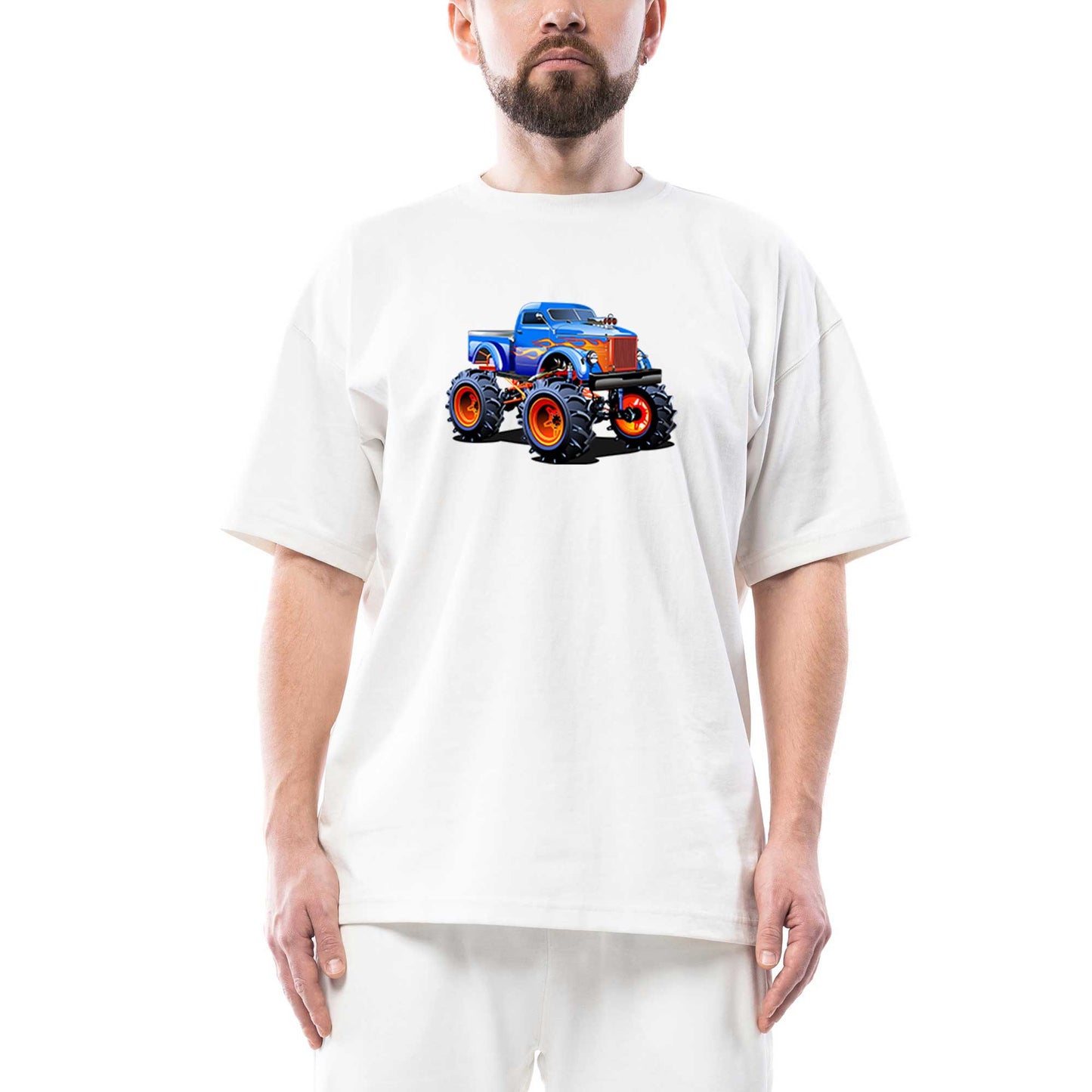 Canavar Kamyon SUV Oversize Beyaz Tişört