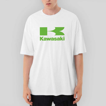 Kawasaki Yeşil Logo Oversize Beyaz Tişört