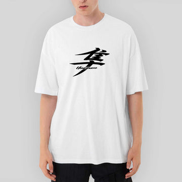 Hayabusa Logo Text Oversize Beyaz Tişört