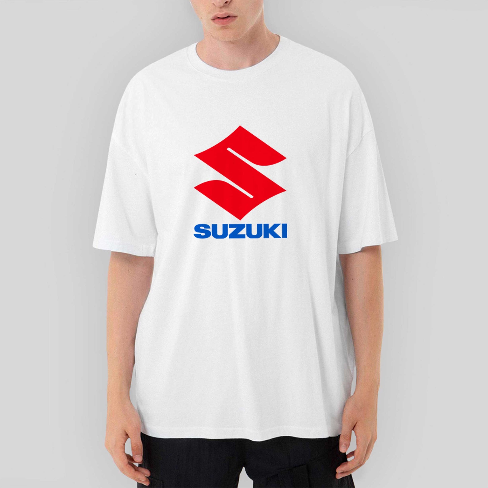 Suzuki Logo Text Oversize Beyaz Tişört