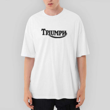 Triumph Motorcycles Logo Oversize Beyaz Tişört