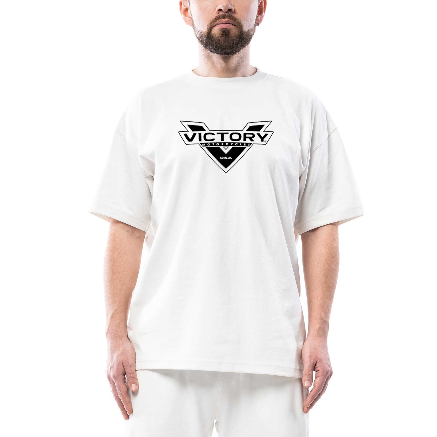Victory Motorcycles Black Logo Oversize Beyaz Tişört