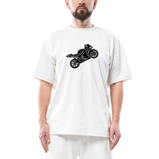 Motosiklet Siluet siyah oversize tişört