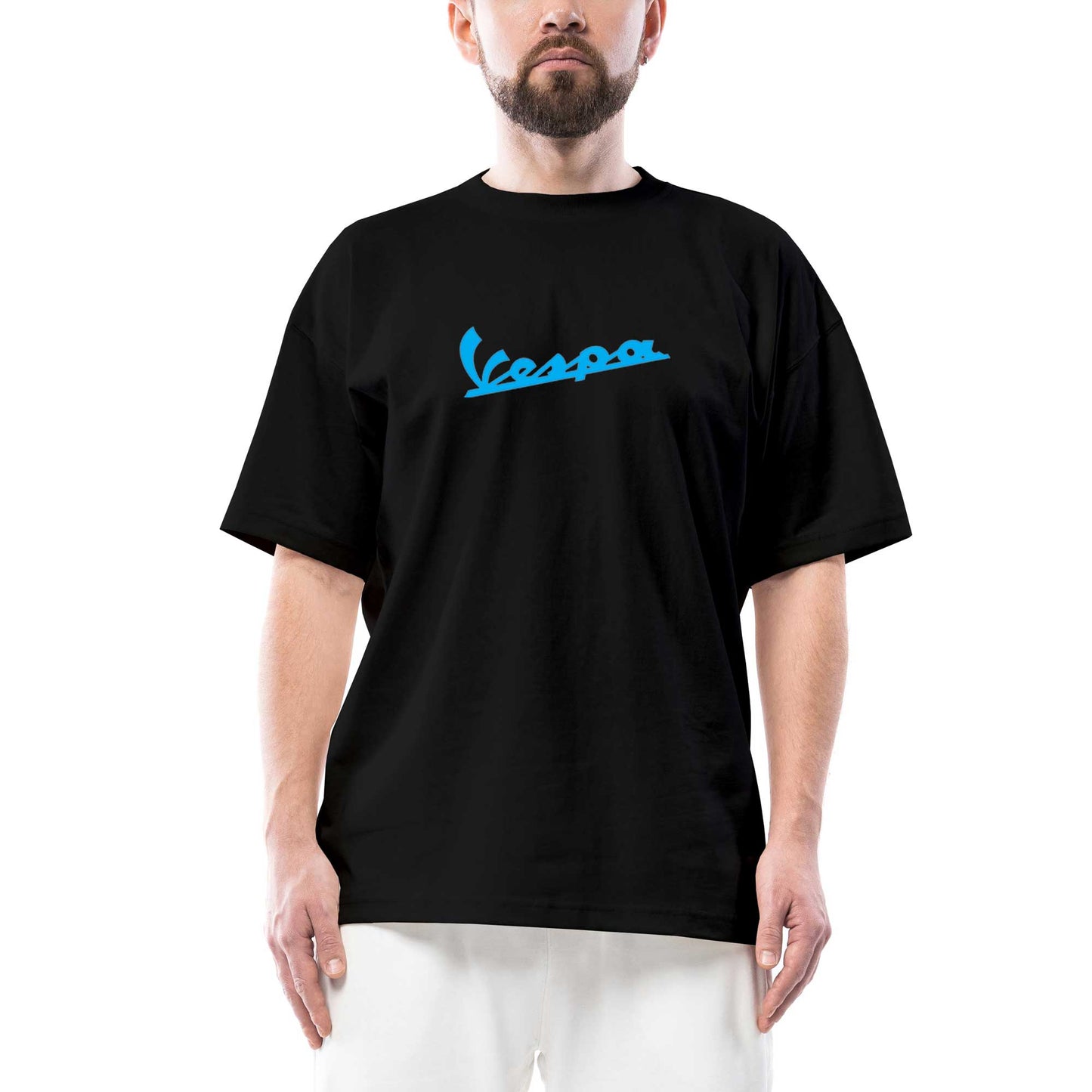 Vespa Text Blue Oversize Siyah Tişört